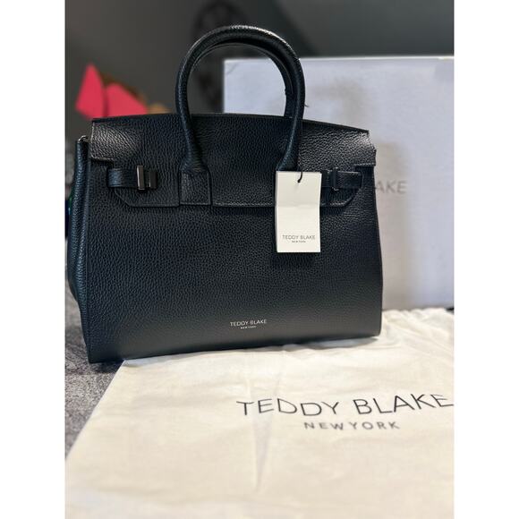 Teddy Blake Gigi 13" Satchel – Black Cervo Leather w/ Ruthenium Hardware- NWT - Picture 1 of 6